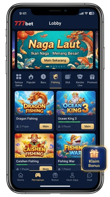 Layar utama 777bet — antarmuka bersih setelah instalasi